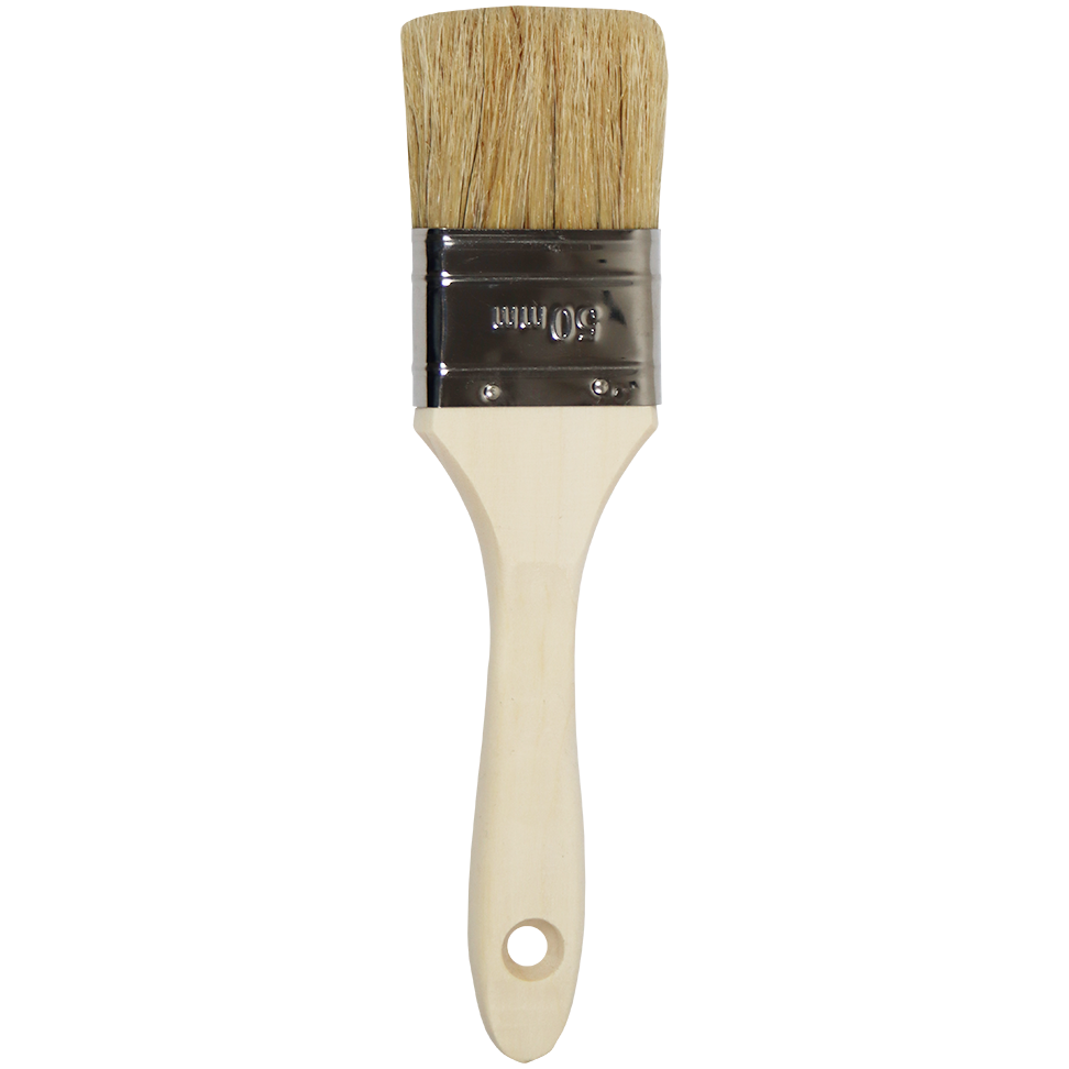 "PAINT BRUSH  50MM F\/G WOOD HDL - 100% PURE WHITE HAIR 43MM"