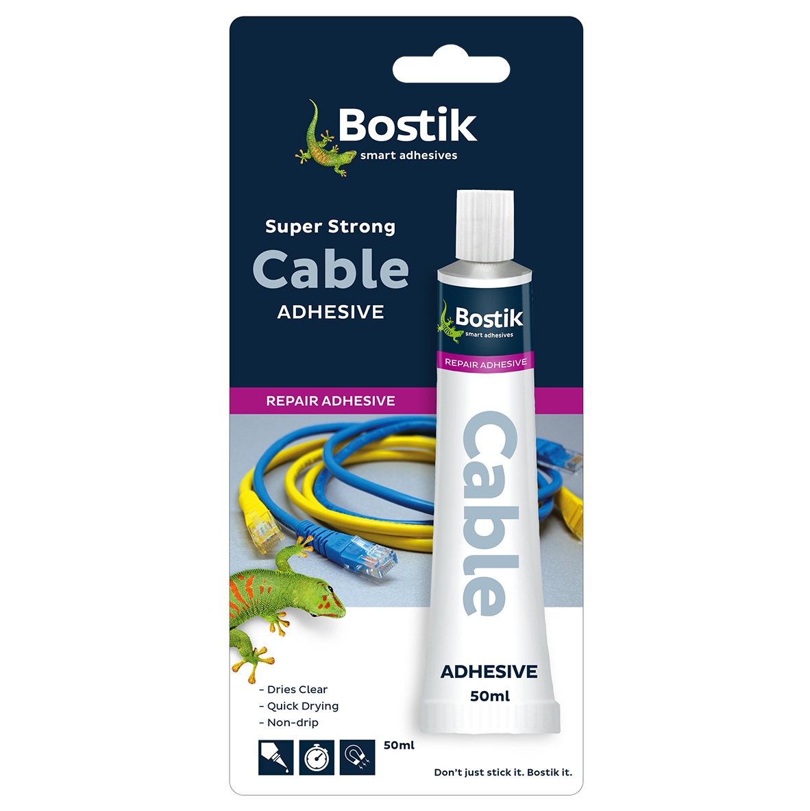 "BOSTIK CABLE ADHESIVE 50ML - QUICK DRY CLEAR GLUE"