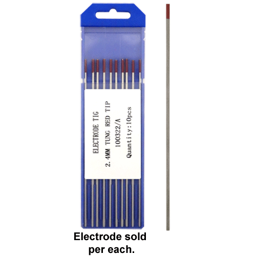 "ELECTRODE  TIG 2.4MM X 150MM RED TIP - TUNGSTEN FOR S\/STEEL (2% THORIATED)"