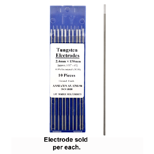 "ELECTRODE  TIG 2.4MM X 150MM WHITE TIP - TUNGSTEN FOR ALUMINIUM"