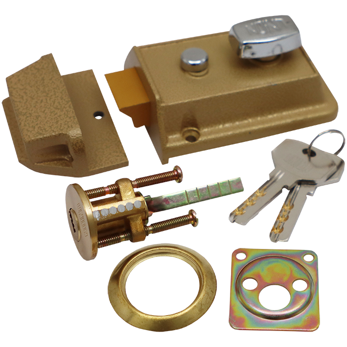 "LOCK NIGHT LATCH BRASS  UNION - SOLID BRASS RIM CYLINDER & 2 KEYS"