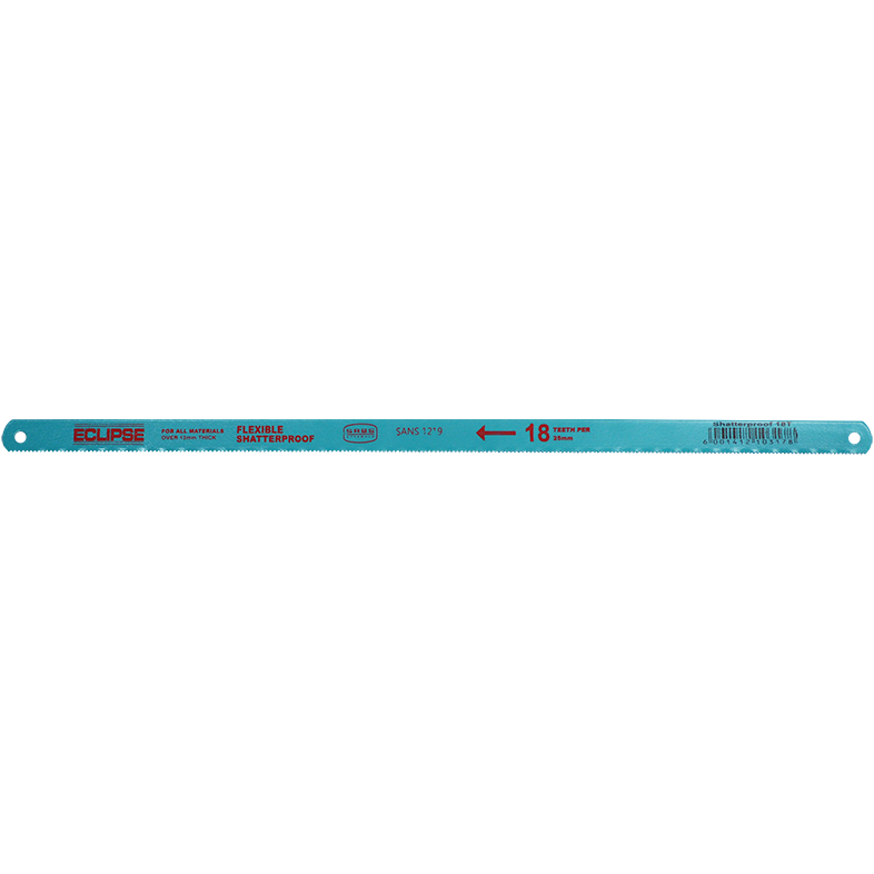 "BL HACKSAW SHATTERPROOF 18 TPI ECLIPSE - FLEXIBLE - CUTS ALL MATERIAL 3-16MM"