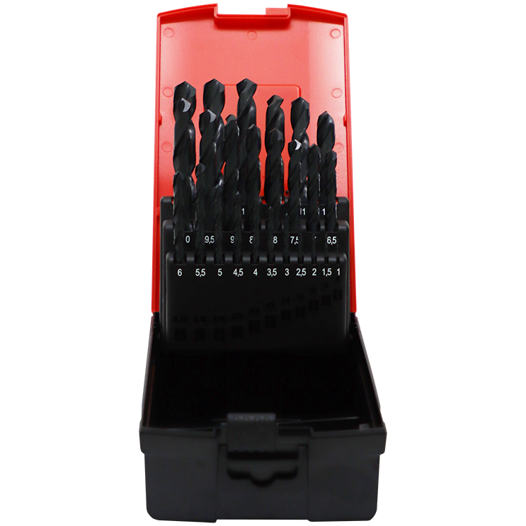 DRILL SET 25PC 1-13 BLACK SOM - FULLY GROUND (M2) - PLASTIC BOX