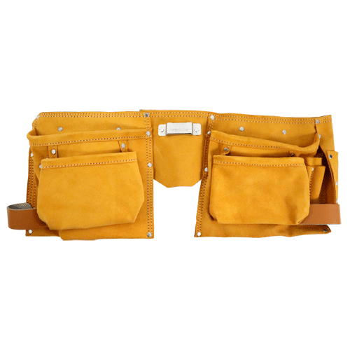 TOOL BELT LEATHER 10 POCKET FB TWO HAMMER LOOPS / TAPE & SQUARE HOLDER Fowkes Bros