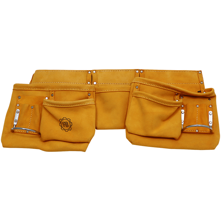 "TOOL BELT LEATHER 11 POCKET FB - TWO HAMMER LOOPS \/ LEATHER BELT"