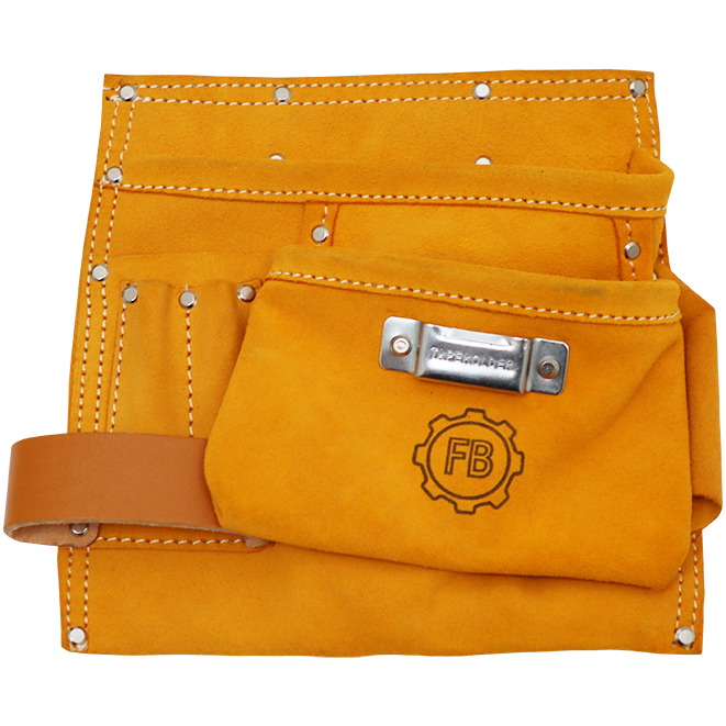 TOOL BELT LEATHER 5 POCKET FB - ONE HAMMER LOOP / S/DRIVE HOLDER