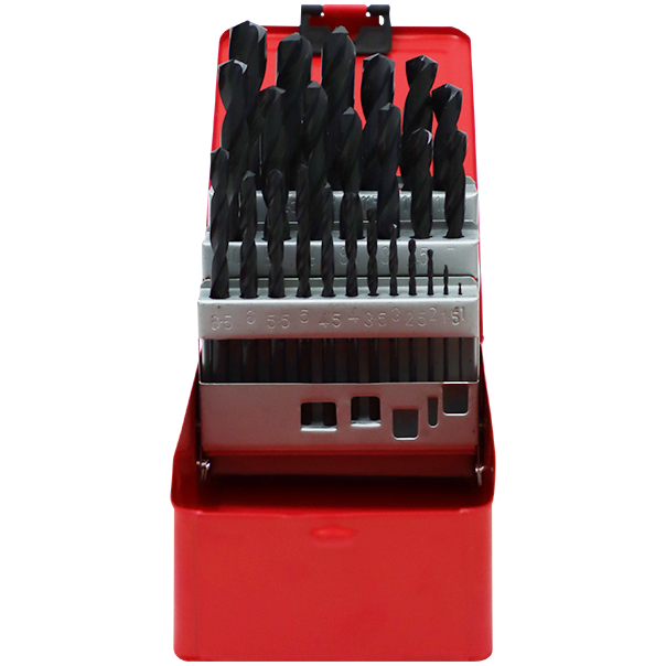 "DRILL SET 25PC 1-13 BLACK  FB - HALF GROUND (4241) - METAL BOX"