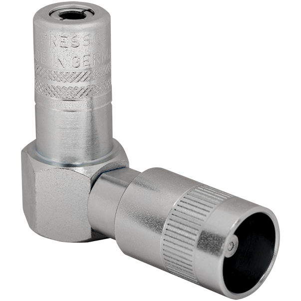 "GREASE GUN COUPLER 90\u00b0 4 JAW PRESSOL - QUICK COUPLER PRESS ON - HEAVY DUTY"