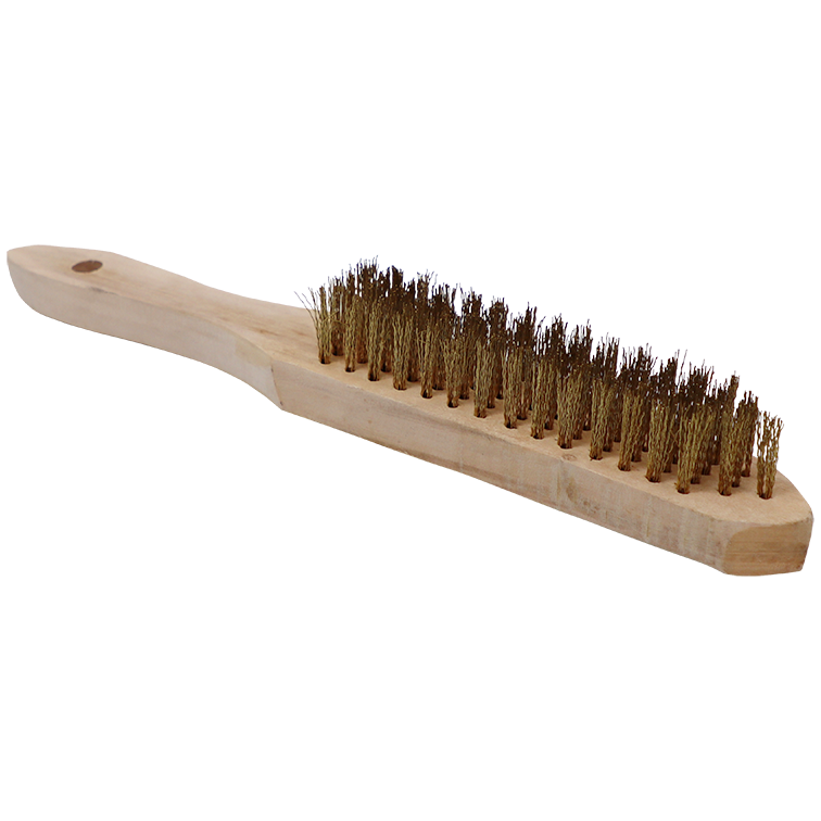 "WIRE BRUSH 5 ROW BRASS HAWK (0.3MM) - WOODEN HANDLE - 0.30MM WIRE"
