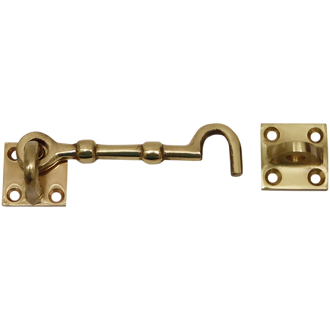 "HOOK CABIN SOLID BRASS 100MM - CABIN HOOK & LATCH WITHOUT SCREWS"