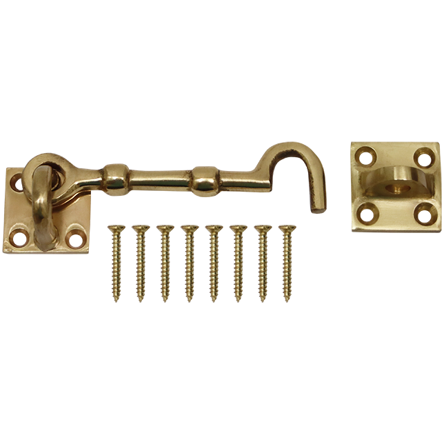 "HOOK CABIN SOLID BRASS   76MM - CABIN HOOK & LATCH WITHOUT SCREWS"