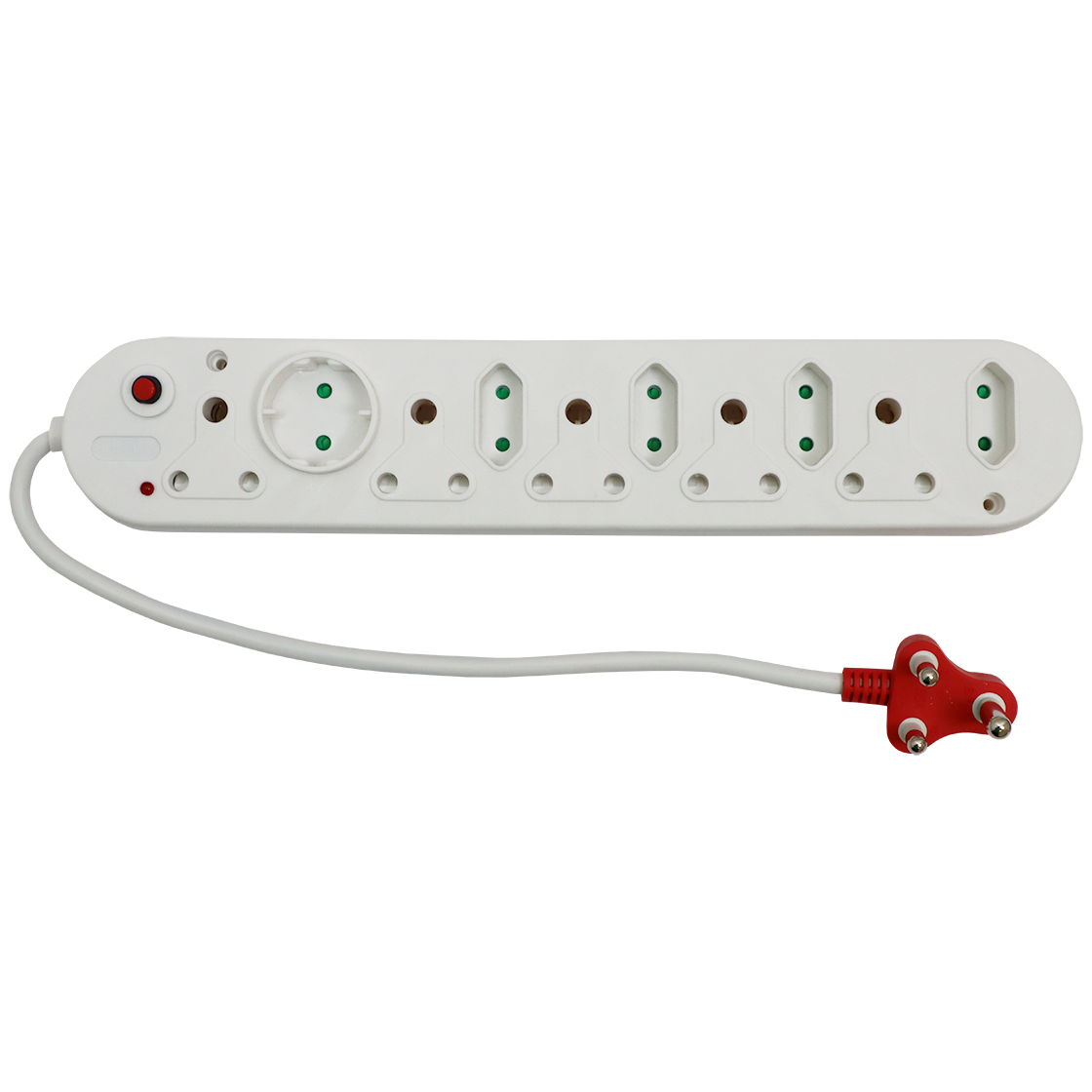 "PLUG CORDED MULTI 10 WAY  RED - 5X3PIN 4X2PIN 1XROUND 2PIN"