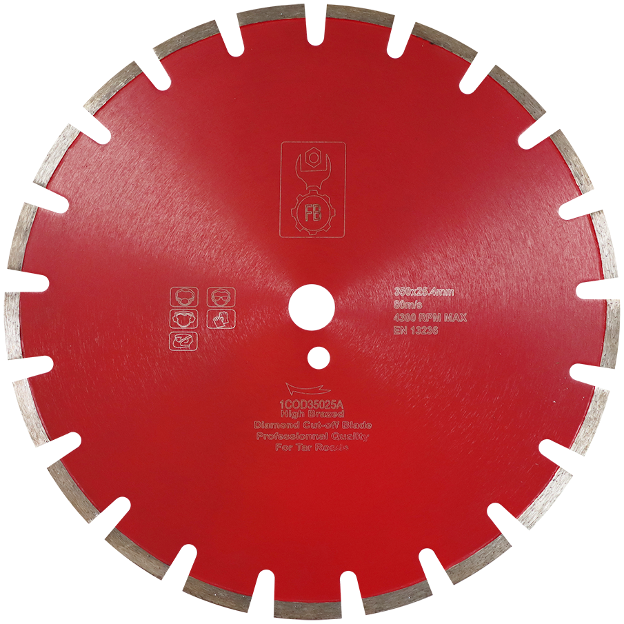 "DIAMOND BLD 350MM SEGMENTED ASPHALT FB - 25MM BORE - WET\/DRY CUT - TAR ROADS"