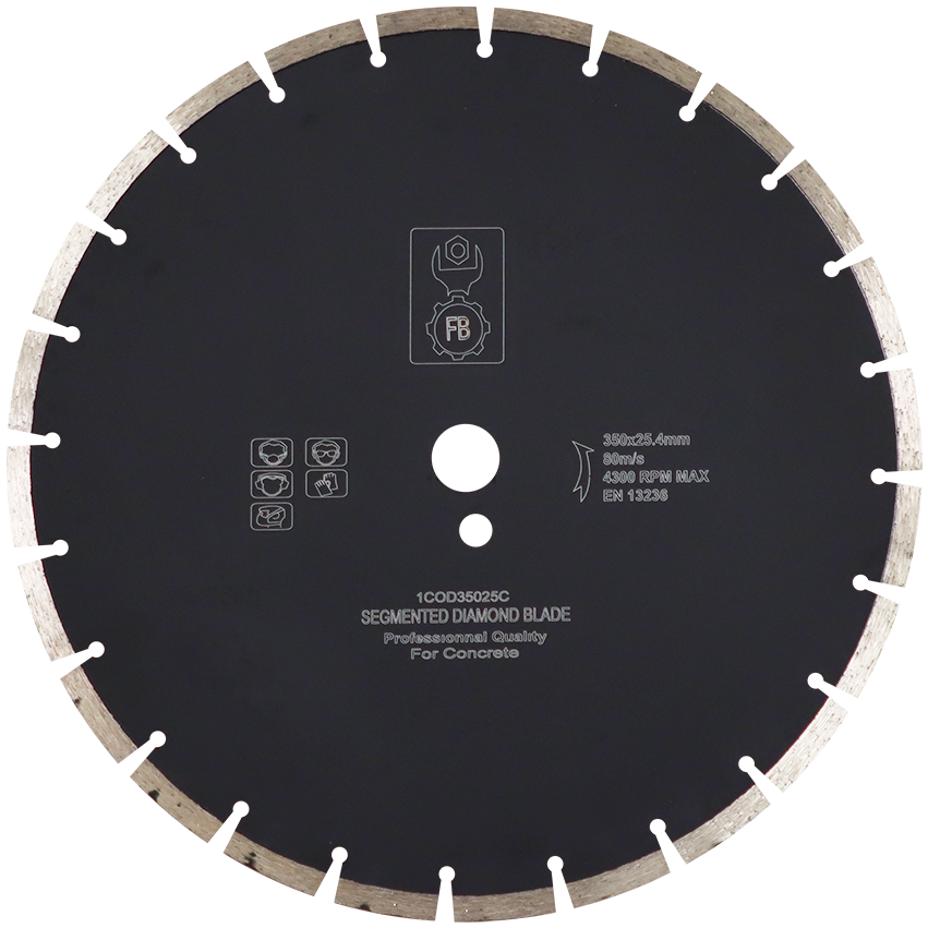 "DIAMOND BLD 350MM SEGMENTED CONCRETE FB - 25MM BORE - WET\/DRY CUT - CONCRETE"