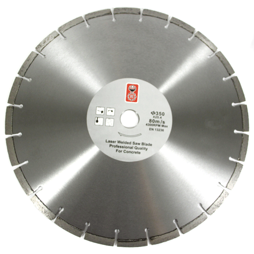 "DIAMOND BLD 350MM LASER WELDED CONCRETE - DWS - 25MM BORE - WET\/DRY CUT - GRANITE"