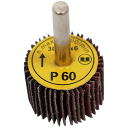 "FLAP WHEEL  30 X 20MM  60G FB - MOUNTED 6MM SHANK (30MM DIA X 20MM WIDE)"
