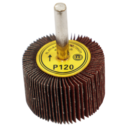 "FLAP WHEEL  40 X 25MM 120G FB - MOUNTED 6MM SHANK (40MM DIA X 25MM WIDE)"