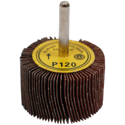 "FLAP WHEEL  50 X 20MM 120G FB - MOUNTED 6MM SHANK (50MM DIA X 20MM WIDE)"