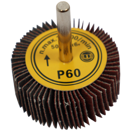 "FLAP WHEEL  50 X 20MM  60G FB - MOUNTED 6MM SHANK (50MM DIA X 20MM WIDE)"