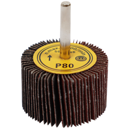 "FLAP WHEEL  50 X 30MM  80G FB - MOUNTED 6MM SHANK (50MM DIA X 30MM WIDE)"