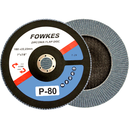 "FLAP DISC  ZK FLT  180MM  80G - ZIRCONIA - FLAT - HIGH DENSITY"