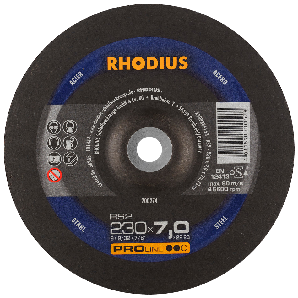 "GRINDING DISC  STL 230 X 7.0 RHOD - FOR STEEL - RS2 PRO-LINE"