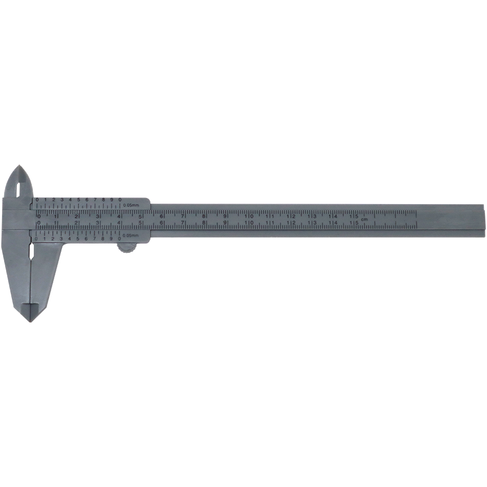 "VERNIER   150MM PLASTIC METRIC - CARDED - GRAD 0.05MM"
