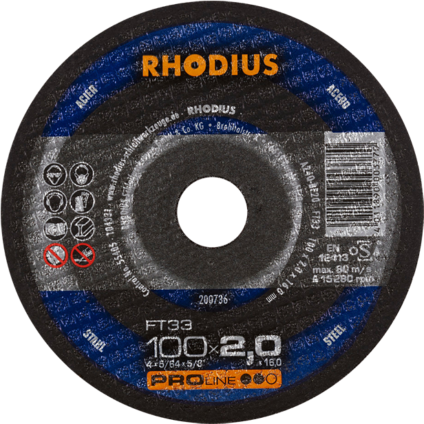 "CUT OFF STEEL 100X2.0X16  RHOD (25) - RHODIUS FT33 TOPLINE"