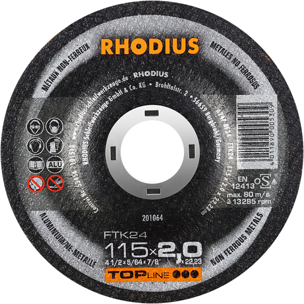 "CUT OFF ALUMINIUM 115X2.0X22  RHOD - RHODIUS FTK24 TOPLINE"