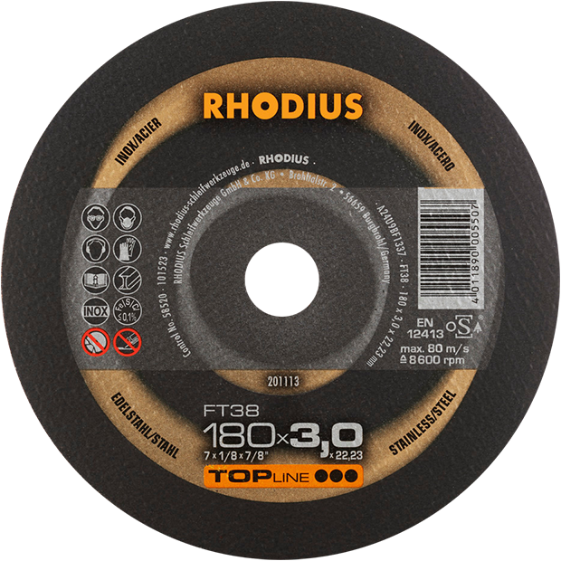 "CUT OFF S\/S 180X3.0X22  RHOD (25) - RHODIUS FT38 TOPLINE"