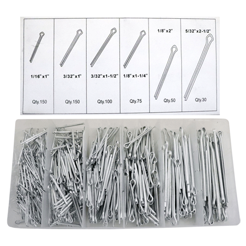 "ASSORT SPLIT PIN MILD STEEL 555PC - COTTER PIN ASSORTED SET"