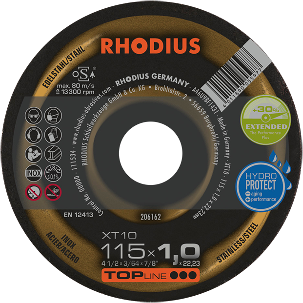 "CUT OFF S\/S 115X1.0X22  RHOD (50) - RHODIUS XT10 TOPLINE (INOX)"
