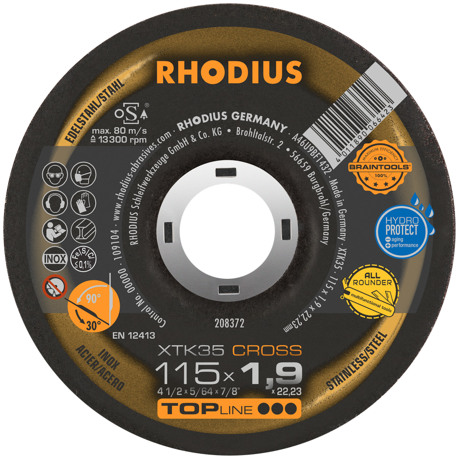 "CUT OFF S\/S 115X1.9X22 COMBO RHOD - (25) DEPRESSED CENTER - XTK35 CROSS"