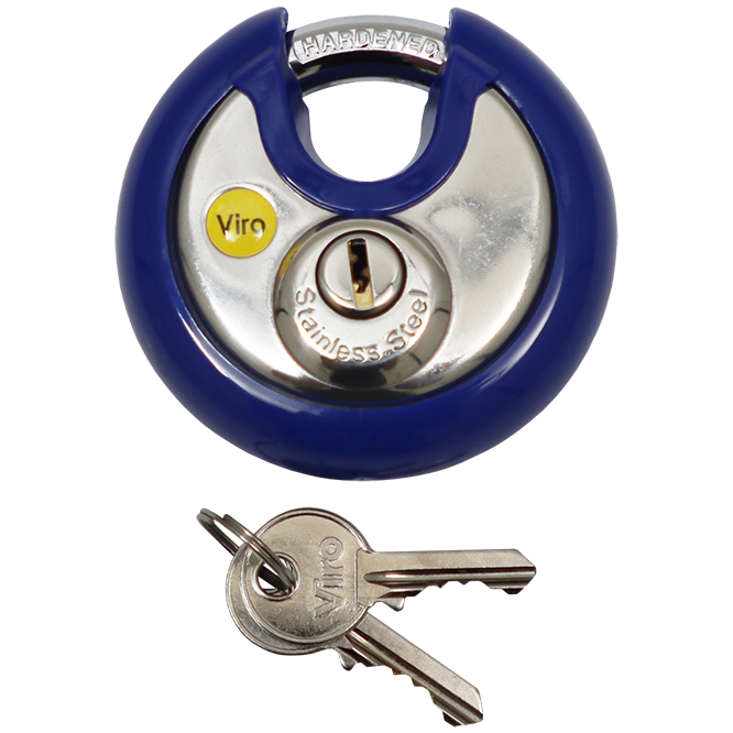 "PADLOCK DISC S\/S 70MM  STD VIRO - STAINLESS STEEL - BLISTER PACK (5 PIN)"