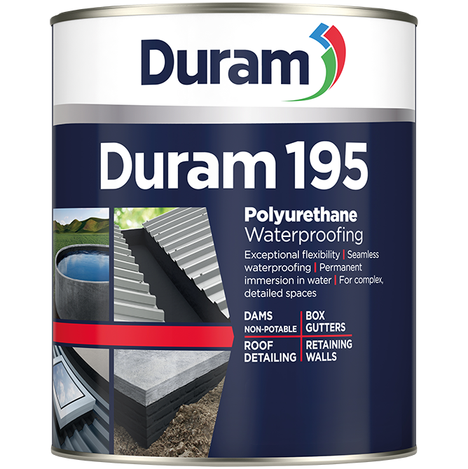 "WATERPROOF DURAM 195 BLACK 1L - POLYURETHANE WATERPROOFING COATING"