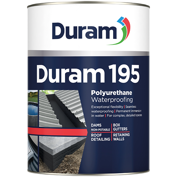 "WATERPROOF DURAM 195 BLACK 5L - POLYURETHANE WATERPROOFING COATING"