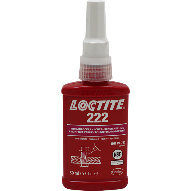 "THREADLOCKER LOW  50ML  222  LOC - LOW STRENGTH - EASILY REMOVABLE"