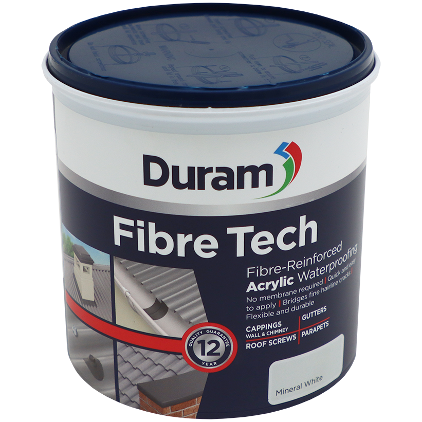 "WATERPROOF FIBRE TECH WHITE 1L DURAM - FIBRE-REINFORCED ACRYLIC COATING"