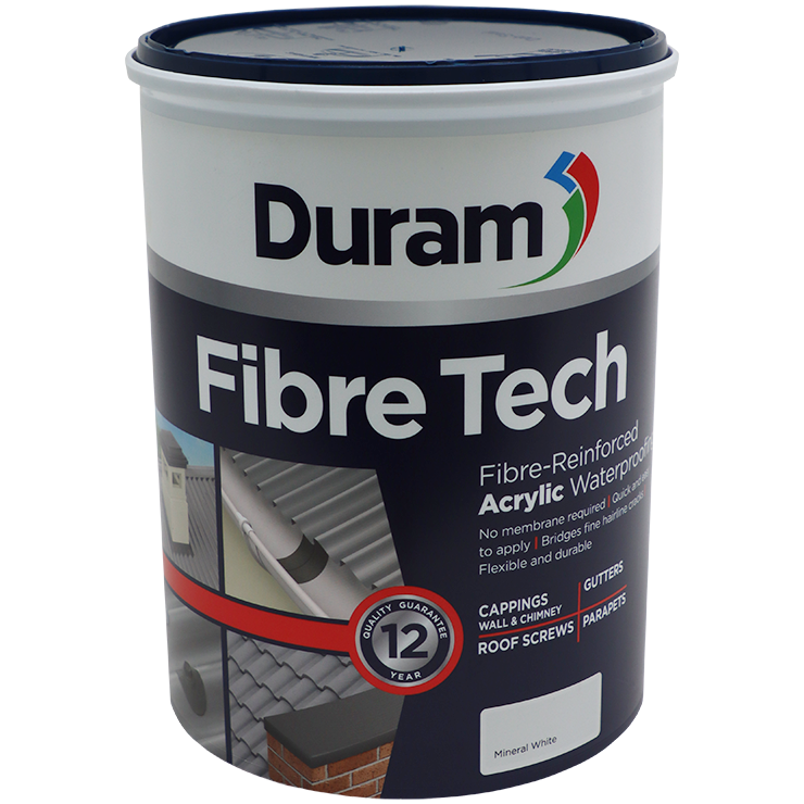 WATERPROOF FIBRE TECH WHITE 5L DURAM - FIBRE-REINFORCED ACRYLIC WATERPROOF FIBRE TECH WHITE 5L DURAM - FIBRE-REINFORCED ACRYLIC