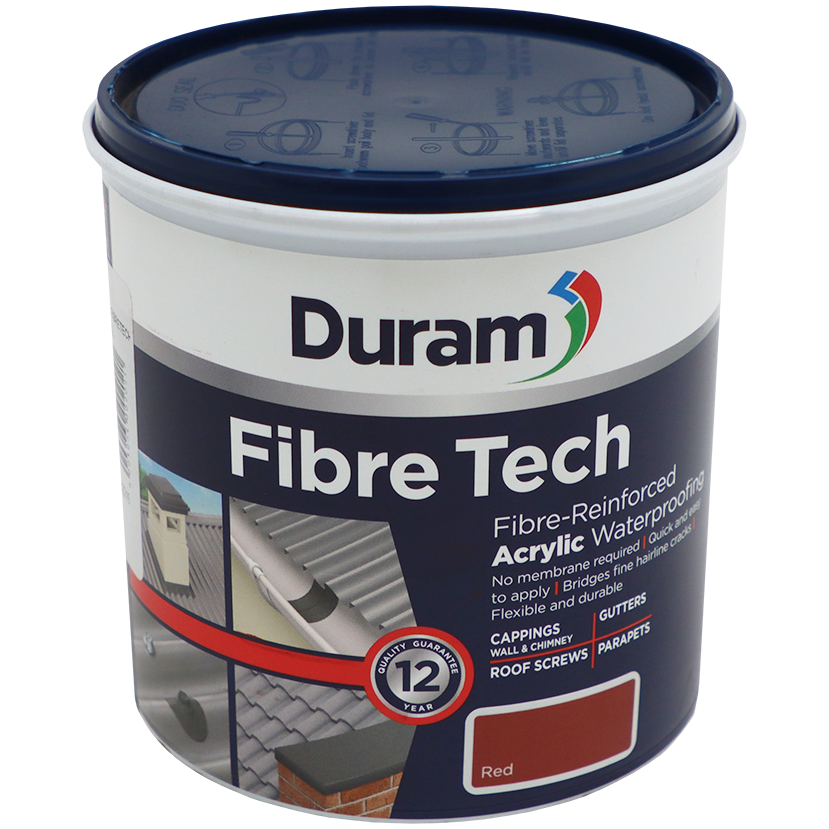 "WATERPROOF FIBRE TECH RED 1L DURAM - FIBRE-REINFORCED ACRYLIC COATING"