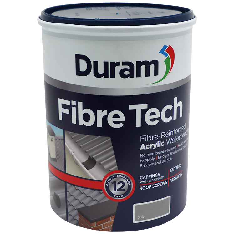 "WATERPROOF FIBRE TECH GREY 5L DURAM - FIBRE-REINFORCED ACRYLIC COATING"