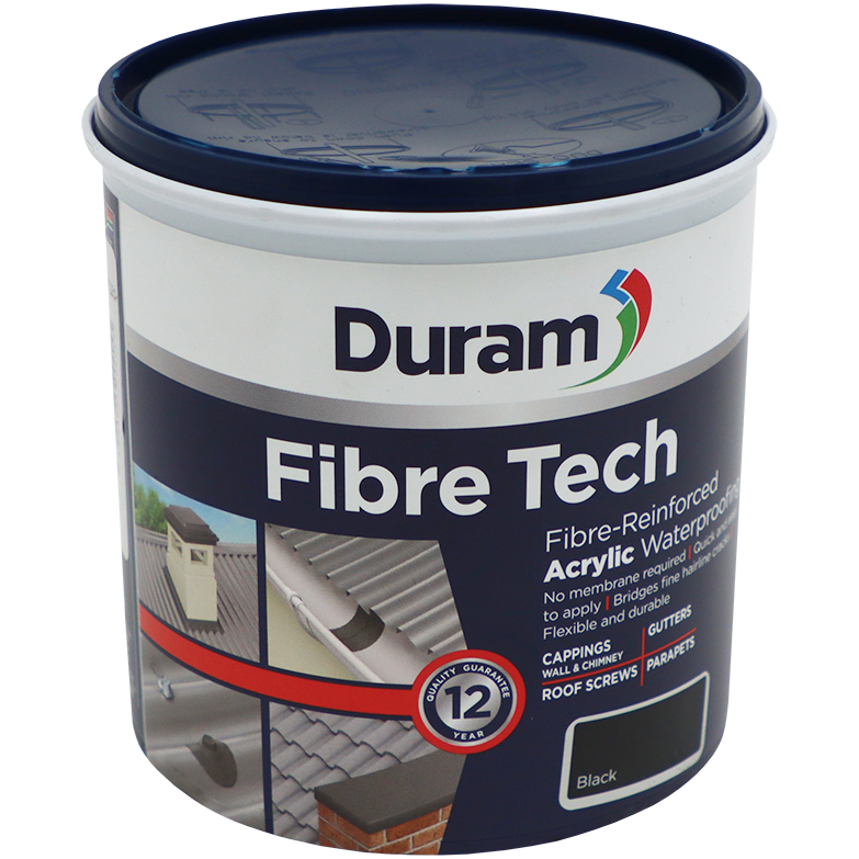 "WATERPROOF FIBRE TECH BLACK 1L DURAM - FIBRE-REINFORCED ACRYLIC COATING"