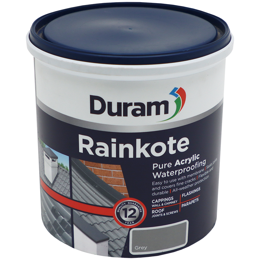 "WATERPROOF RAINKOTE GREY 1L DURAM - PURE ACRYLIC WATERPROOFING"