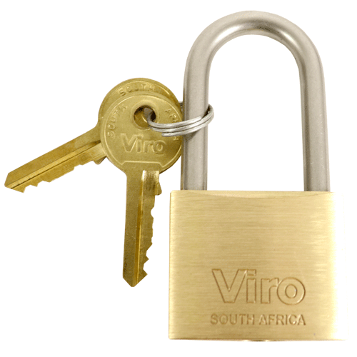 "PADLOCK BRASS LS  40 X 40MM VIRO - 40MM LONG SHACKLE (5 PIN) - BOXED"