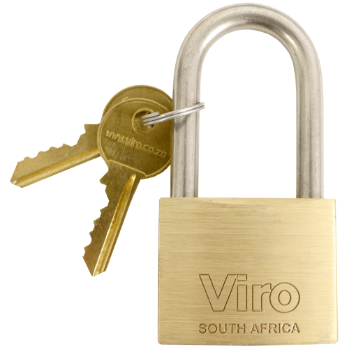 "PADLOCK BRASS LS  50 X 48MM VIRO - 48MM LONG SHACKLE (5 PIN) - BOXED"