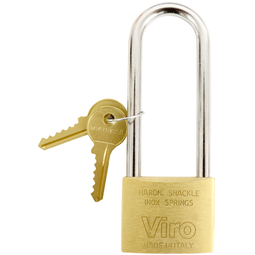 "PADLOCK BRASS LS-X  50 X 90MM VIRO - 90MM EXTRA LONG SHACKLE - BOXED"