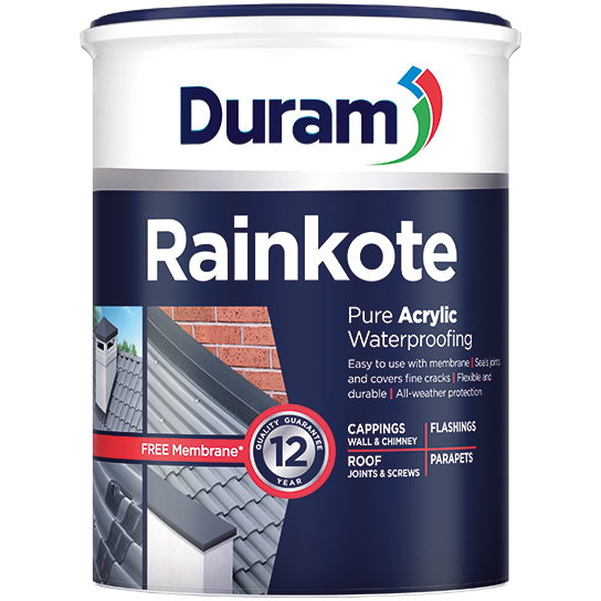 "WATERPROOF RAINKOTE BLACK 5L DURAM - PURE ACRYLIC WATERPROOFING & MEMBRANE"