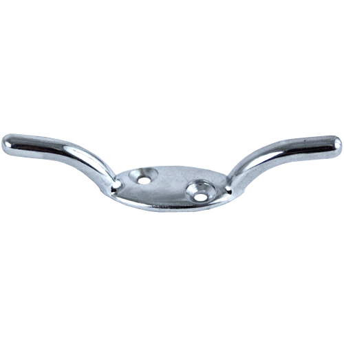 "CLEAT HOOK CHROME PLATED 85MM - DWS - TO FIX USE 2 X NO6 CSK SCREWS (3.5MM)"