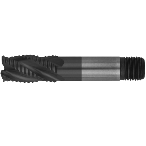 "END MILL HSS ROUGHING Co8  8.0MM SOM - COARSE PITCH - THREADED SHANK"