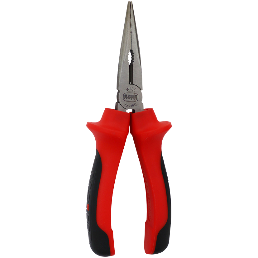 "PLIER LONG NOSE 160MM STD   WILL - RED\/BLACK HANDLE (DUAL TONE)"